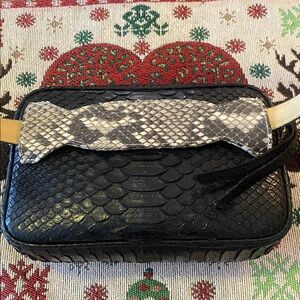 J Markell Farrah Black Snakeskin leather Belt Bag